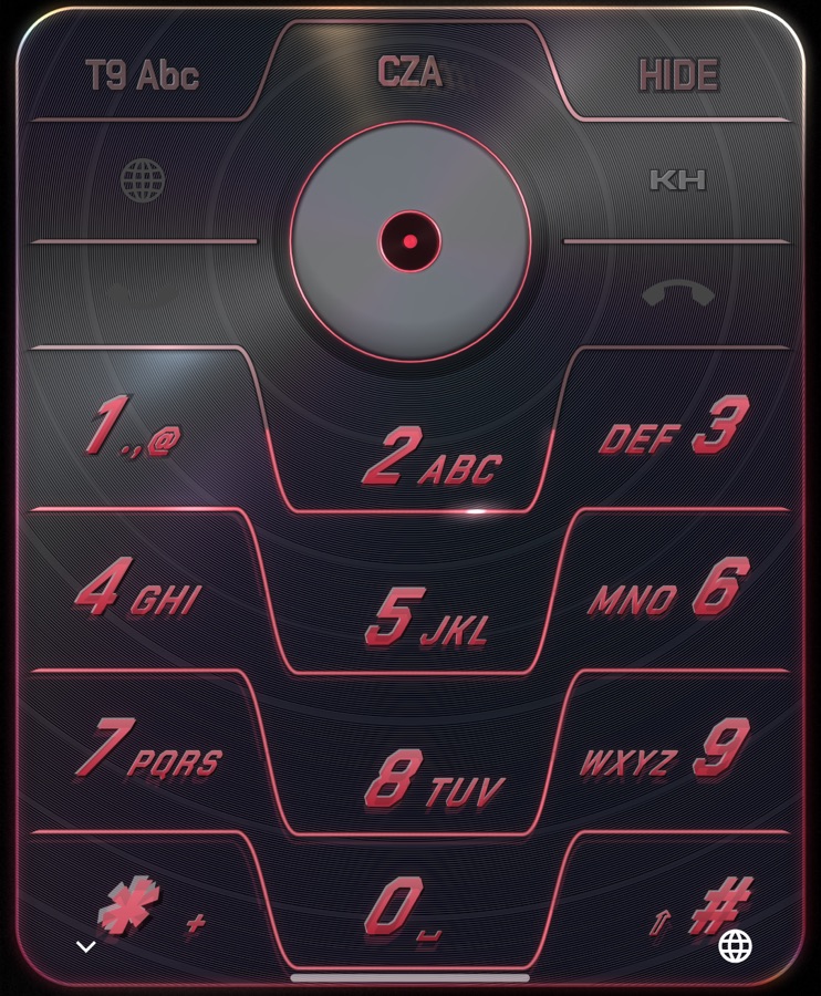 The keyCZA keyboard open under a search field